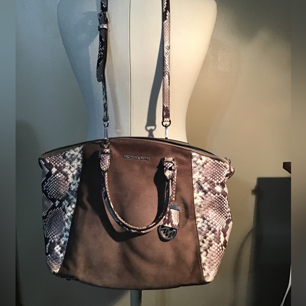 Michael, Kors snake skin and suede tote handbag R